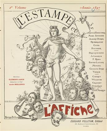 VARIOUS ARTISTS. LESTAMPE ET LAFFICHE. Three bound volumes. 1897-1899. Each approximately 10x9 inches, 27x23 cm.